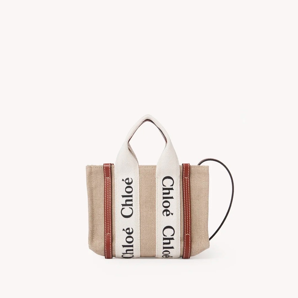NWT CHLOE MINI WOODY TOTE BAG IN LINEN